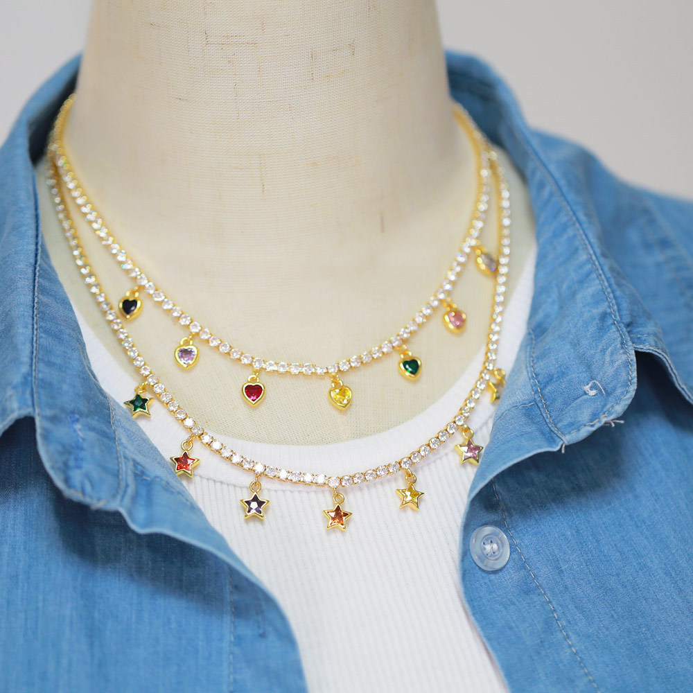 Fashion Copper Heart shape Necklace Zircon Copper Necklaces