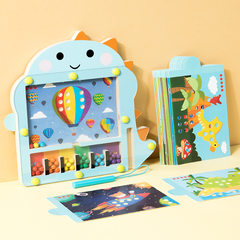 Dinosaurio magnético transfronterizo bolígrafo paseo laberinto infantil juguetes de rompecabezas color clasificación cognitivo puzzle juguetes de puzzle