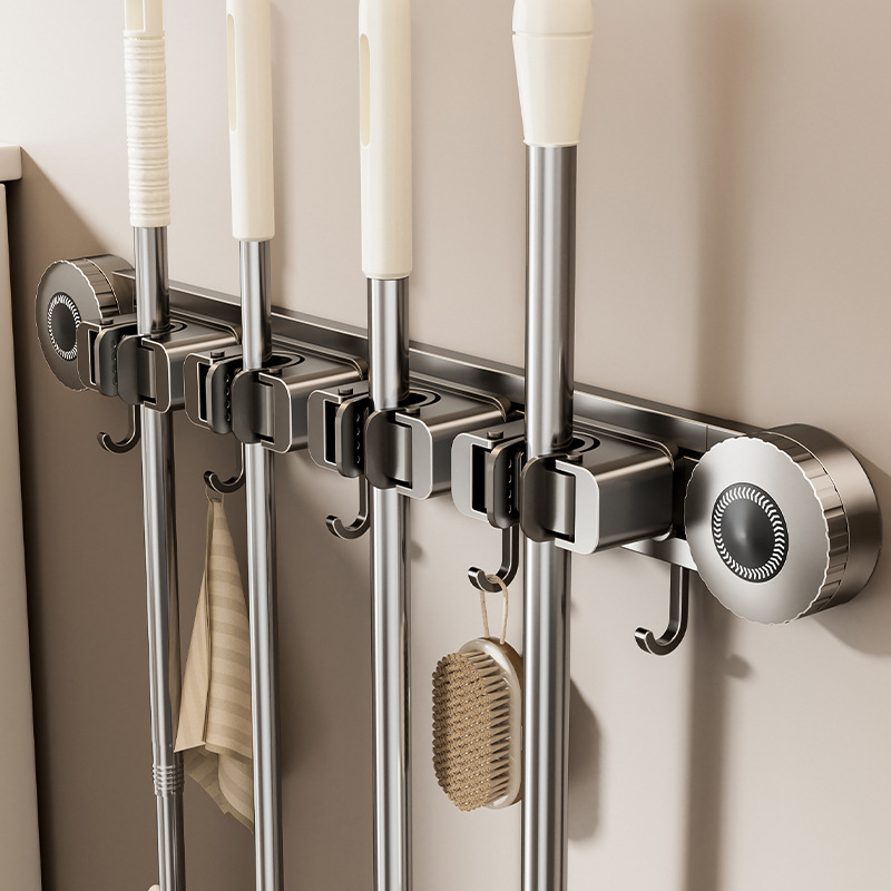 Suction Cup Mop Wall Mount Clip Broom Mop Holder for Home Bathroom Fixed Hook No-Drill Mop Rack