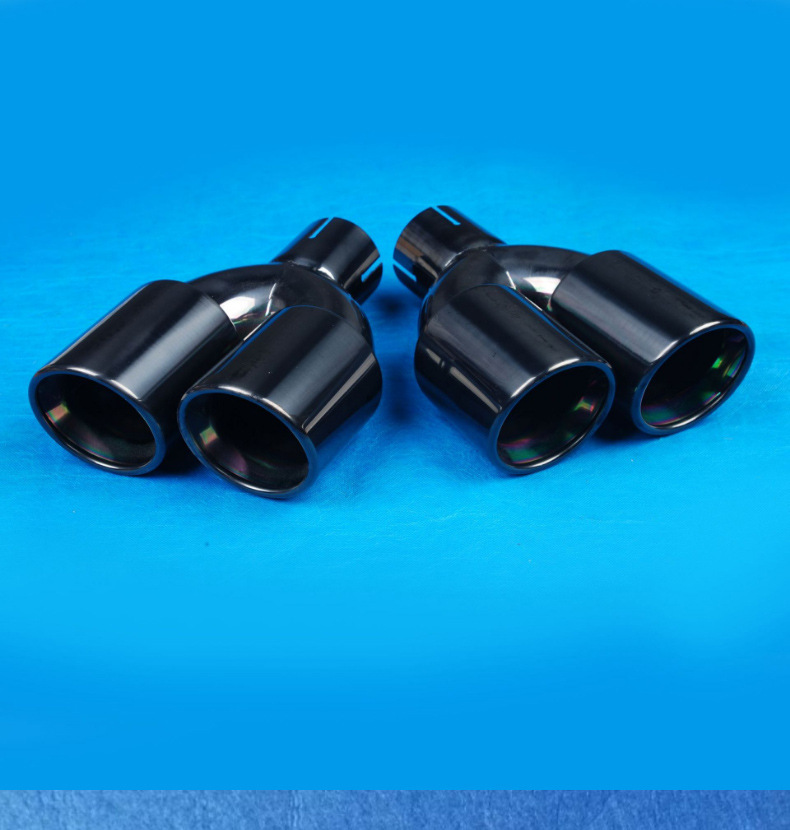 Stainless Steel Titanium-Plated Black Dual Exhaust Tailpipe Car Modification Exhaust Pipe Silencer Manufacturer Wholesale in Stock