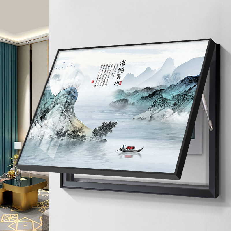 New Chinese landscape painting electric meter box decorative painting modern simple distribution box blocking electric brake box 2024 switch hanging painting