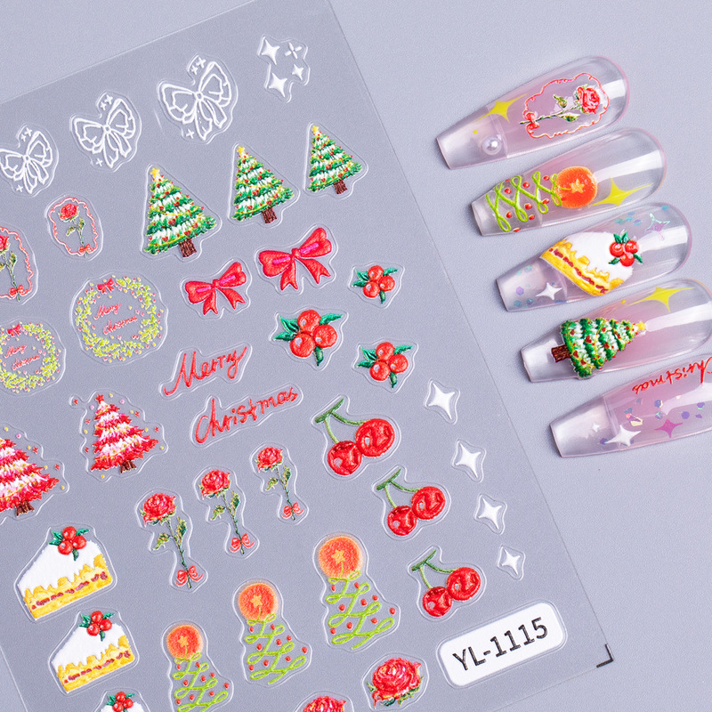 クリスマスシリーズネイルアートステッカー 5D レリーフ立体かわいい雪だるま DIY クリスマスネイルステッカーアクセサリー YL スタイル|undefined