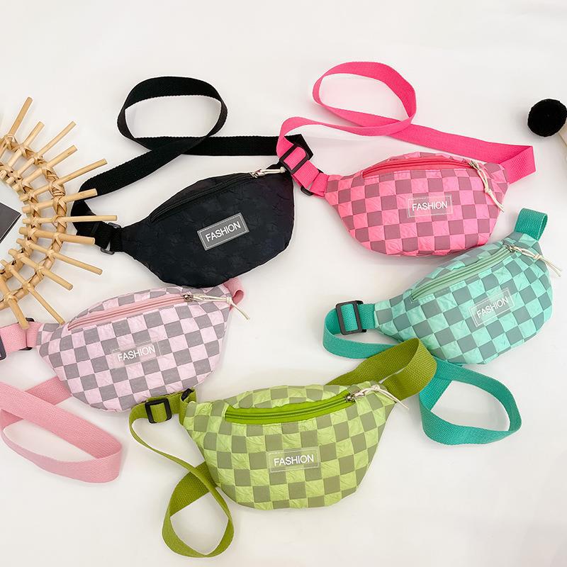 Nuevo estilo tablero de cuadros estilo occidental chico bolsa de mensajero de los niños de moda fresco bolsa de viaje pequeña mochila chica lienzo bolsa de pecho