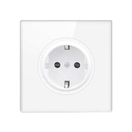 外贸钢化玻璃86型欧规德式电源插座面板16A德标圆孔白色开关插座