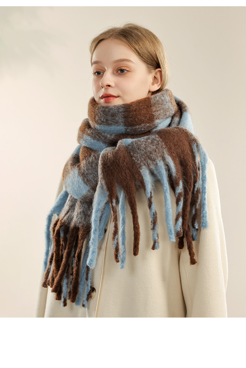 Yu Shuxin's same checkered scarf for women in winter, with a luxurious versatile couple shawl, thickened and warm scarf,_voghion.com