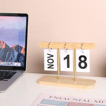 简约木质翻页日历台式挂牌卧室书房办公室桌面装饰拍照道具万年历