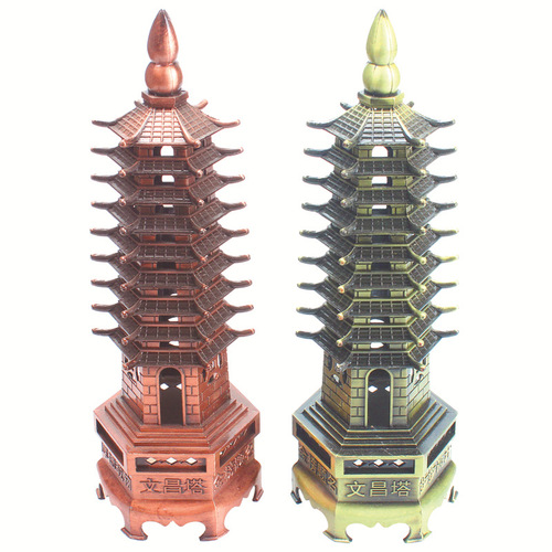 Manufacturer zinc alloy Wenchang Tower handicraft ornaments nine-story pagoda study decoration Wenchang Tower wholesale
