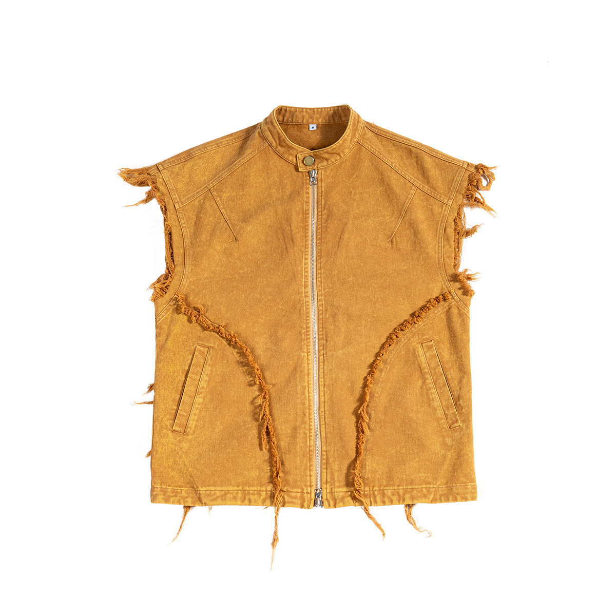Chaleco Casual para Hombre de Algodón con Cuello Alto y Cierre de Cremallera para Uso Casual