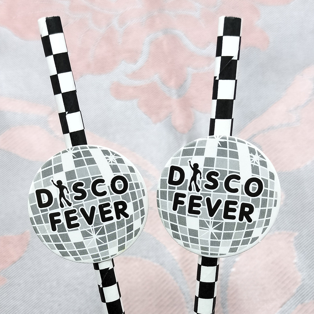 Paja de papel DISCO internet celebridad tarjeta desechable degradable paja de papel postre leche fiesta de té decoración paja