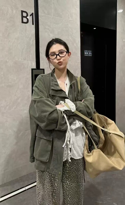 现货 韩国东大门复古军绿色工装风外套韩系女装立领宽松休闲夹克|undefined
