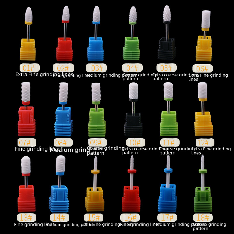 New nail art ceramic electric grinding head grinding machine drill bit fast nail removal corn grinding head set