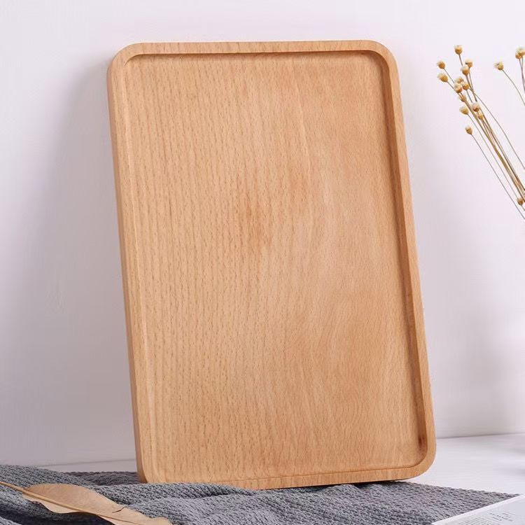 Bandeja de madera rectangular de estilo japonés Bandeja de té rectangular para el hogar Bandeja de juego de té de madera Pastel de frutas Bandeja de madera de dim sum