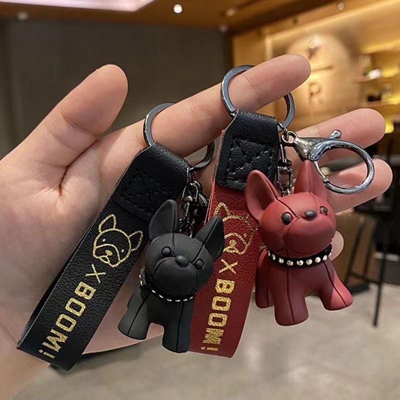 Internet Trendy Cool Resin Method Dou Puppy Keychain Men's and Women's Cute Keychain Creative Key Chain Bag Pendant