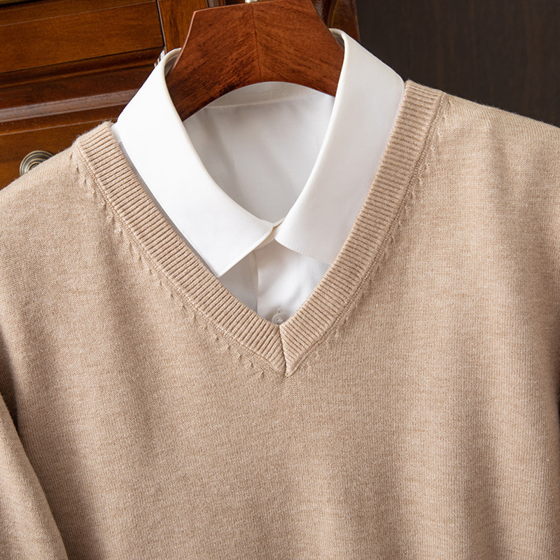 Autumn and Winter Knitwear V Neck Men's Pullover Bottoming Shirt Casual Business Knitwear Loose Fashion Pure Color Long-Sleeved Knitwear Autumn and Winter Knitwear V Neck Men's Pullover Bottoming Shirt Casual Business Knitwear Loose Fashion Pure Color Long-Sleeved Knitwear