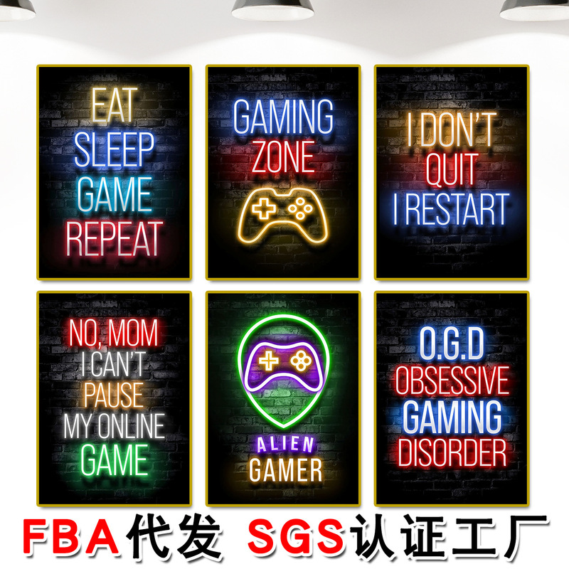 Cross-border hot e-sports game posters English inkjet Canvas core neon lights Internet cafes hanging pictures wholesale Cross-border hot e-sports game posters English inkjet Canvas core neon lights Internet cafes hanging pictures wholesale
