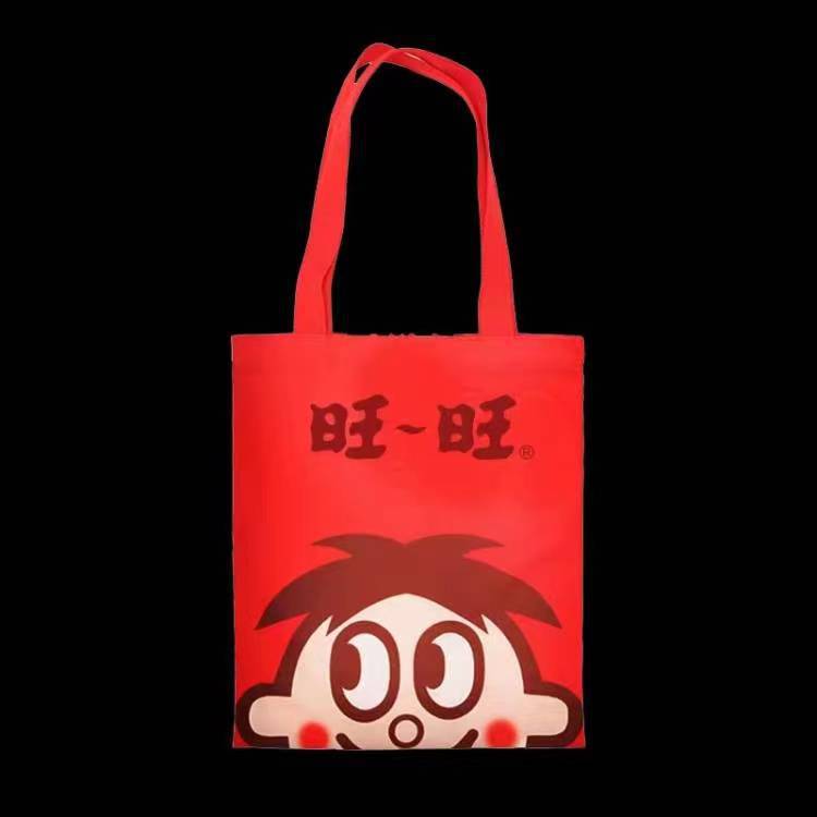 旺旺俱乐部旺仔帆布包帆布袋旺旺款红色聚酯纤维卡通图案喜庆