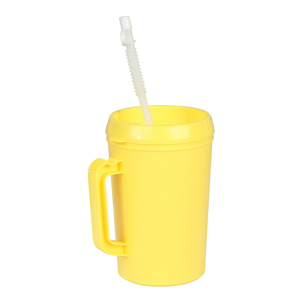 厂家 PP  塑料保温杯 手柄杯 吸管杯  颜色可定  粉色  马卡龙色