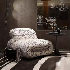 The Nordic designer's alien hippo steel tooth sand discovers modern small apartment French retro Wabi-Sabi style lamb wool sofa