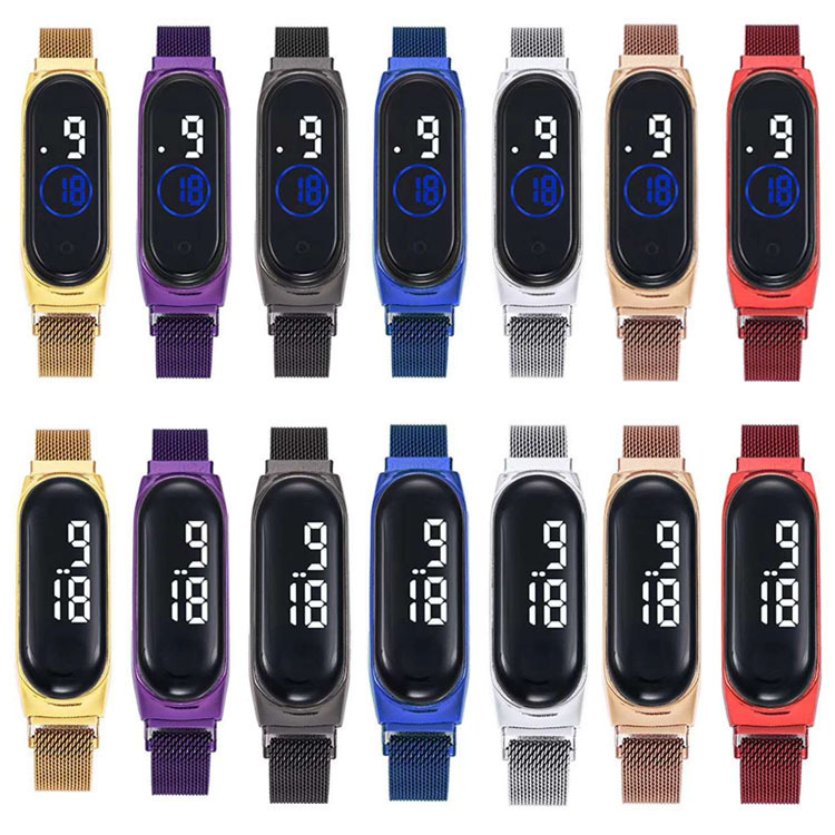 Factory Direct Sales Magnet Type Led Bracelet Waterproof Fashion Student Mesh with Touch Touch Digital Watch