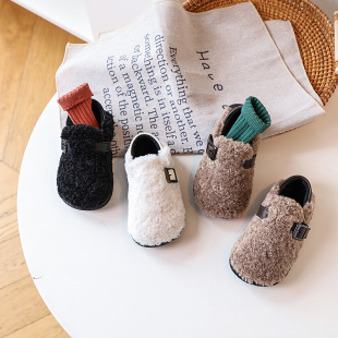 2024 winter new warm lamb wool two cotton shoes Korean girls princess shoes girls children bean shoes Mao Mao shoes