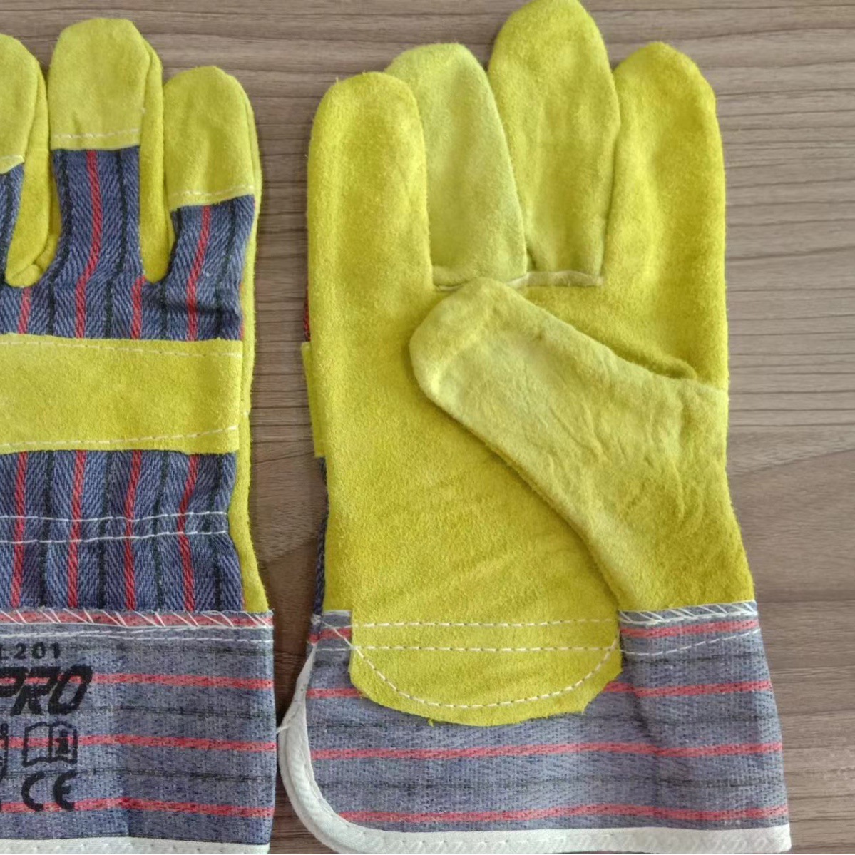 跨境牛二层皮革劳保手套专业防滑防护工作手套