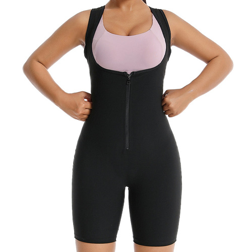 Cross-border women's one-piece zipper vest, sweatwear, chest lifting training, sports and fitness, body shaping suit, waist and arm lifting one-piece suit