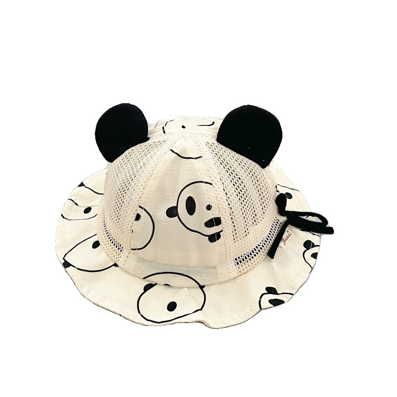 Sombrero de bebé sombrero de verano transpirable sombrero de pescador de niño lindo panda sombrero de bebé sombrero de sol delgado sombrero de sol de niña
