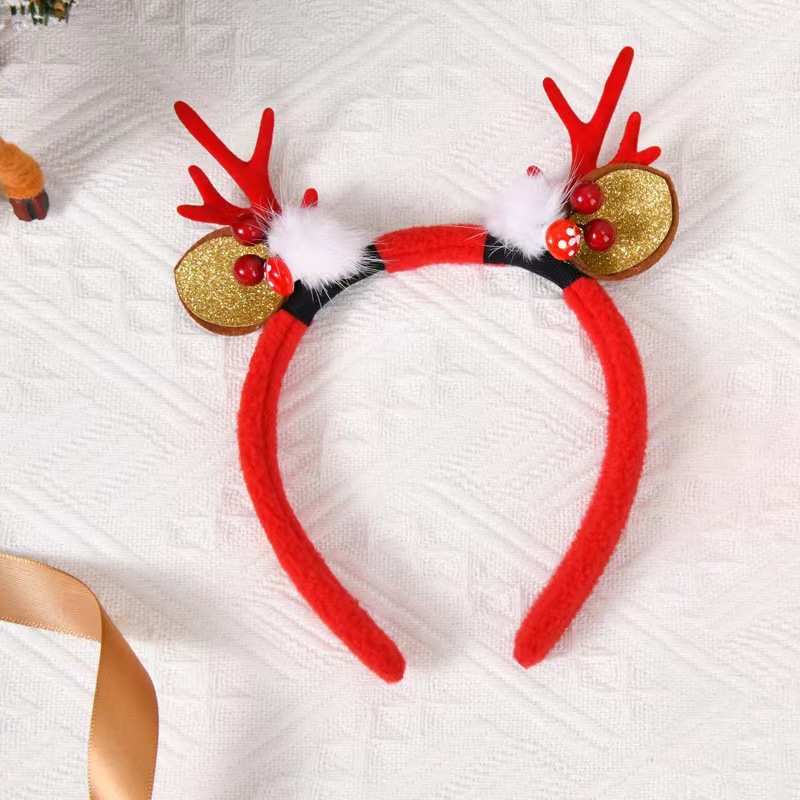 Adorable cabello de Navidad corno de ciervo cinco estrellas cabeza de banda de cabello de Navidad para niños corpos de cabello de decoración accesorios clipes de cabello