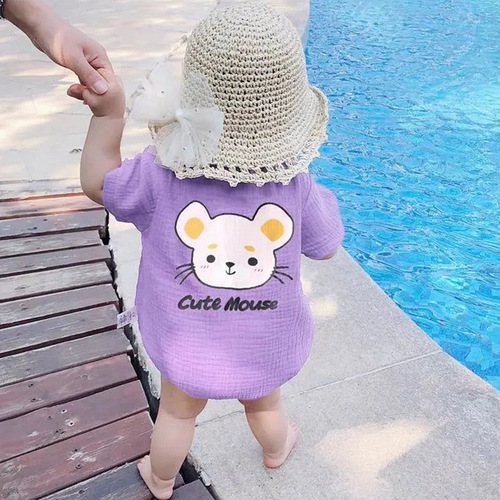 Newborn Baby Triangular Bodysuit, Short Sleeve, Open-Back Summer Pajamas for Crawling