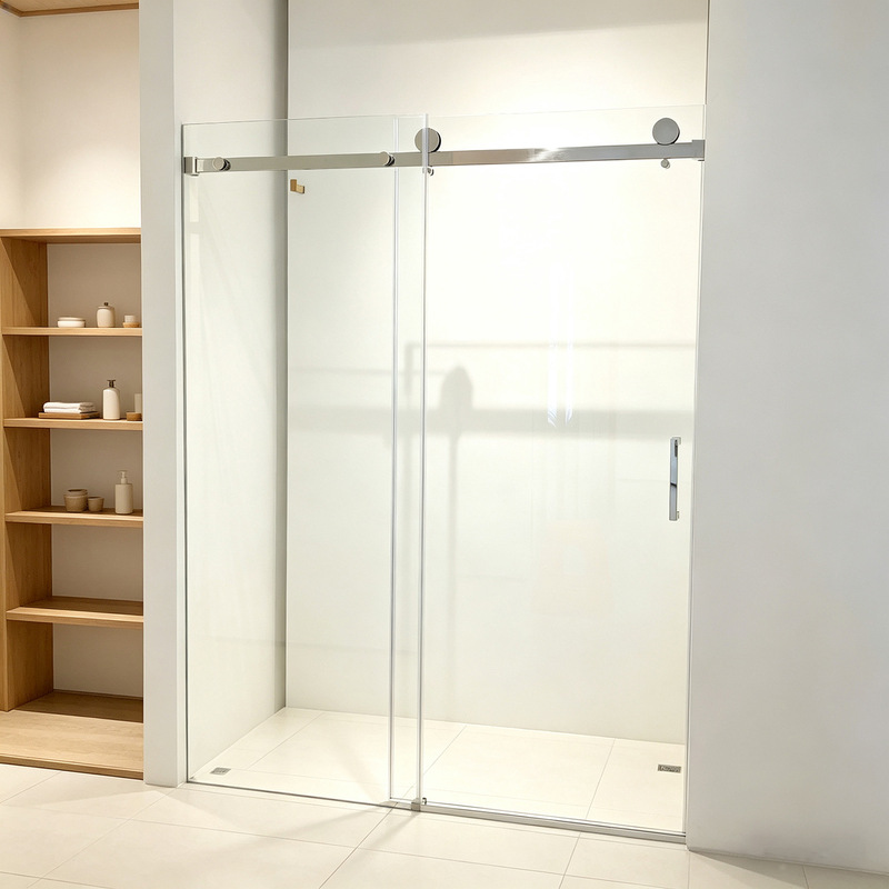 Frameless linear shower room with double sliding glass doors, dry and wet separation bathroom partition, cross-border custom wholesale
