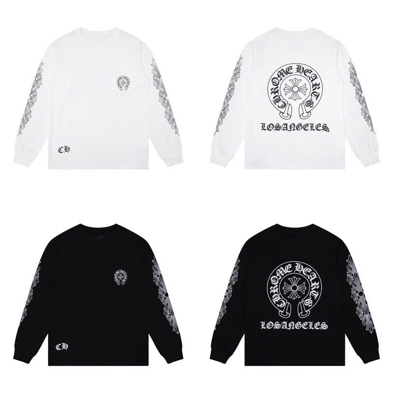 クロスボーダーのトレンディなブランド Chrome Heart 長袖 T シャツ ピュアコットン メンズ レディース ルーズスポット卸売|undefined