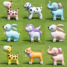 儿童卡通造型图案铝膜气球带轮动物走路气球夜市摆摊公园热卖气球