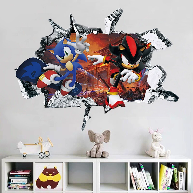 3D Соник настенная наклейка Мультфильм Мультфильм настенный украшения самоклеящийся ПВХ аниме плакат мультфильм наклейка для двери