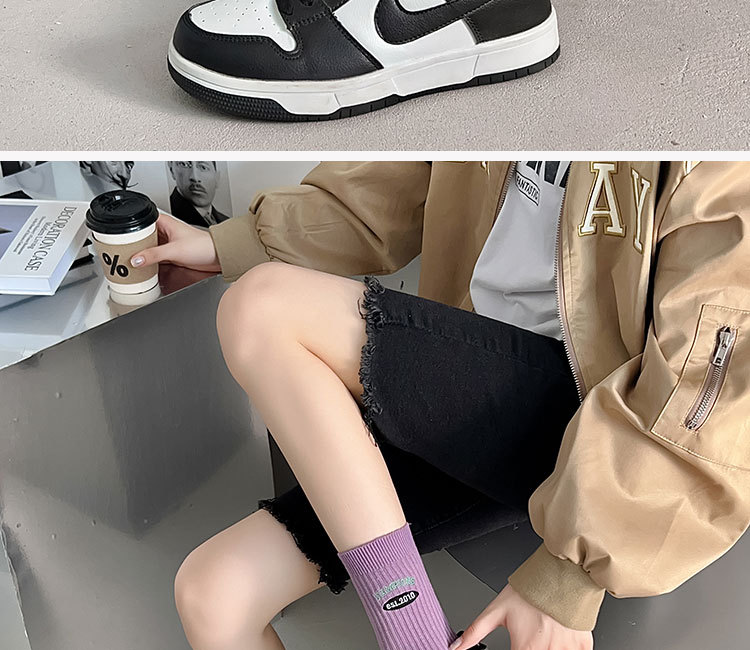 57g Weight Socks Classification Socks Lingerie Type Cotton Fabric Type A Pair Quantity Daily, Shopping Occasion Color Block Pattern All Seasons Season Women's Gender Sweet Style Women's Lady Sweet Color Block Cotton Crew Socks A Pair 6