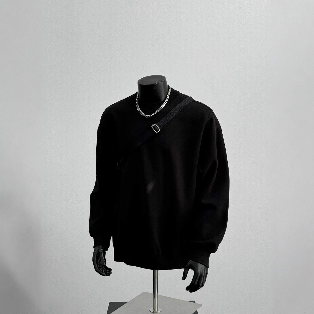 厚手のラウンドネック長袖スウェットシャツメンズカジュアルルーズTシャツ春秋新作アメリカンスタイルシンプルプルオーバートップス