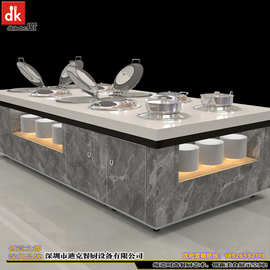 单位食堂石英石移动布菲台高端定制自助餐台图片生产厂家