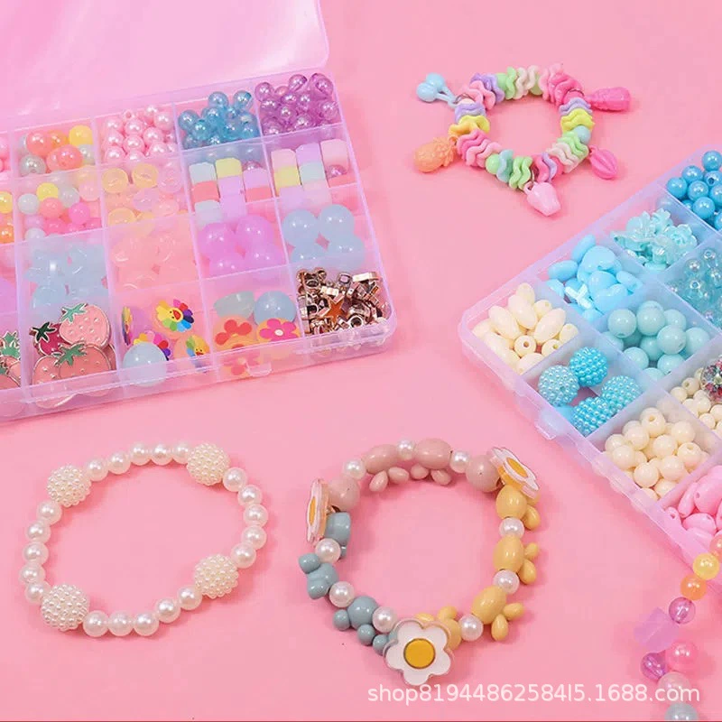 Toy with beads, materials set, shoulder bag, necklace and bracelet, accessory, beads, handmade