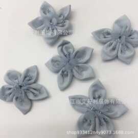 手工diy布艺珠片蓝色花朵饰品发夹配件五角花瓣辅料胸花衣服配饰