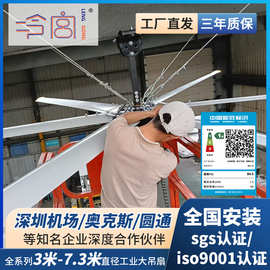 永磁直驱大风扇工业厂房吊扇3m-7.3m直径散热风扇跨境出口专供