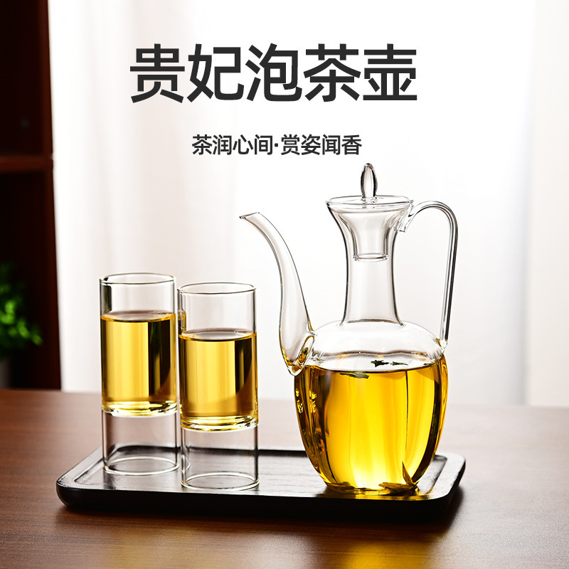 Heat-Resistant Glass Imitation Song Dynasty Teapot, Noble Lady Teapot, Green Tea Flower Tea Pot, Household Chinese-Style Transparent Glass Small Green Tangerine Tea Pot