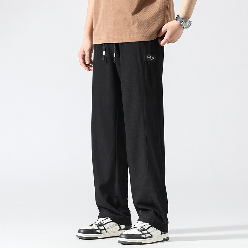 summer thin slacks men's simple badge straight leg slacks men's american fat plus size men's pants_voghion.com