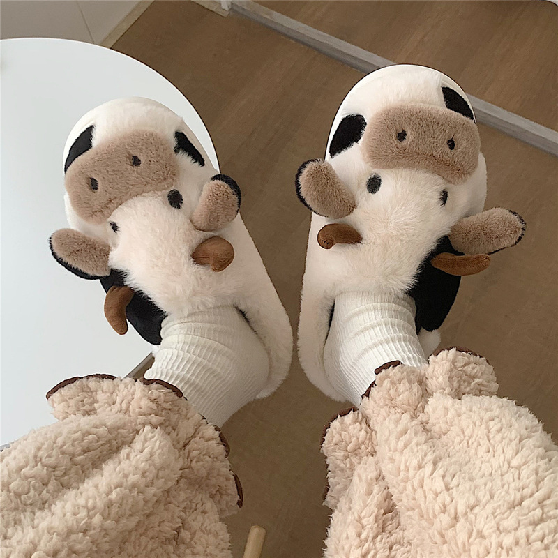 Fashion Home Warm Plush Shoes Female Winter Student Dormitory Cute Cow Non-slip Cotton Slippers D003btdbn Fashion Home Warm Plush Shoes Female Winter Student Dormitory Cute Cow Non-slip Cotton Slippers D003btdbn