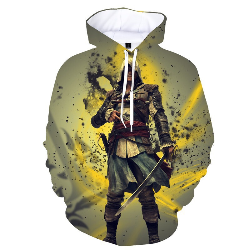 2026 Cross-Border Amazon Assassin's Creed 3D Printed Hoodie Sweatshirt Peripheral Autumn and Winter Men's Sports Sweatshirt