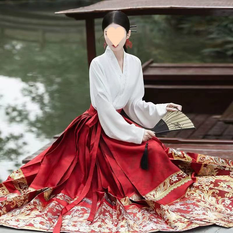 Red Hanfu, Chinese airplane, festive set, Chinese style, new collection