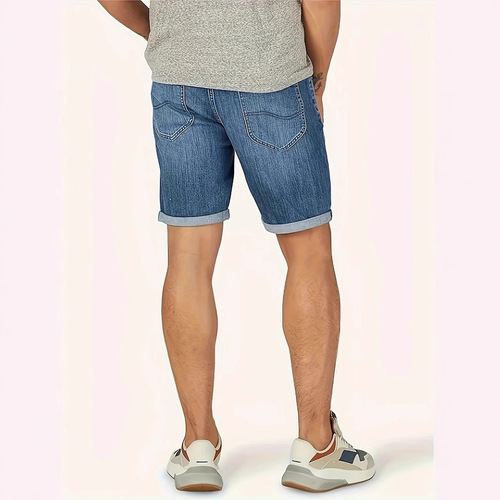 European and American Cross-border Supply Trendy New Men's Casual Straight Leg Rolled Hem Jeans Five-Pocket Pants