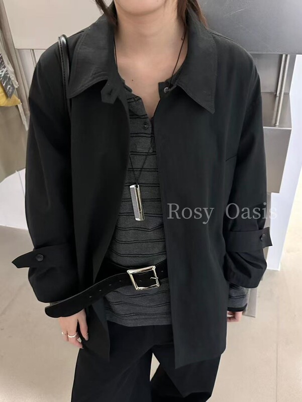 欧美博主风高级感重磅系腰带经典宽松休闲中长款风衣杭州女装批发|undefined