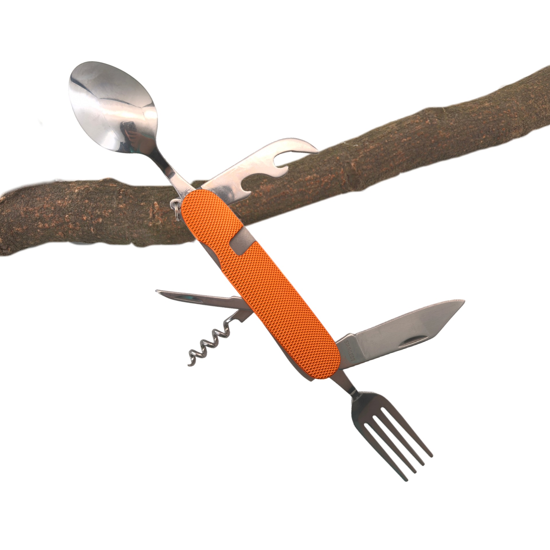 多功能6开折叠可拆装组合餐具户外登山旅游餐具多开铝柄礼品刀