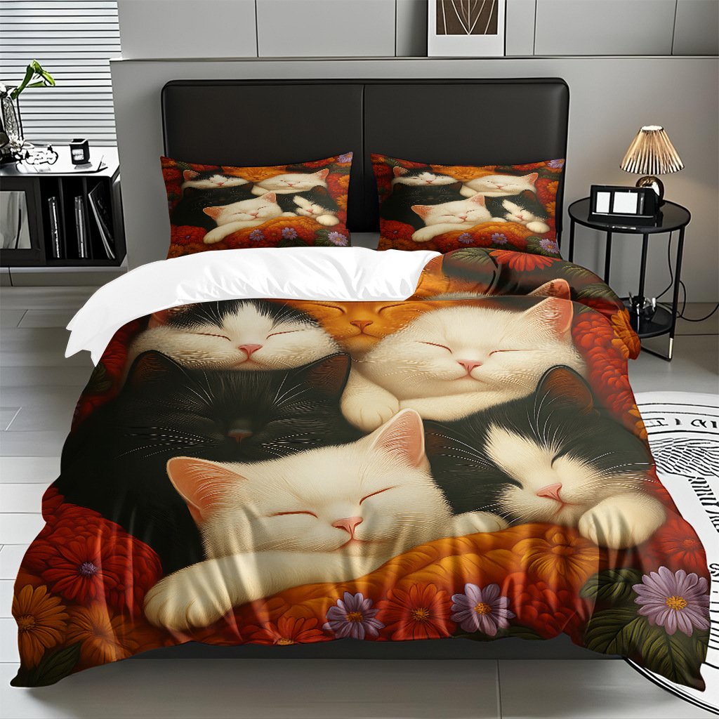 Kit de edredón de impresión digital para gatitos de piel directa a la fábrica puede llevar TEMU / JIT