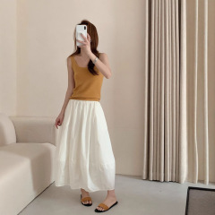 蘭芝服装韓国版高腰半身スカート女性2025夏の新型ゆるい痩せA字中ロングスカート250181