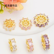 镶锆石孔钻圈 隔珠14K包金保色diy饰品配件车轮珠手链吊坠材料